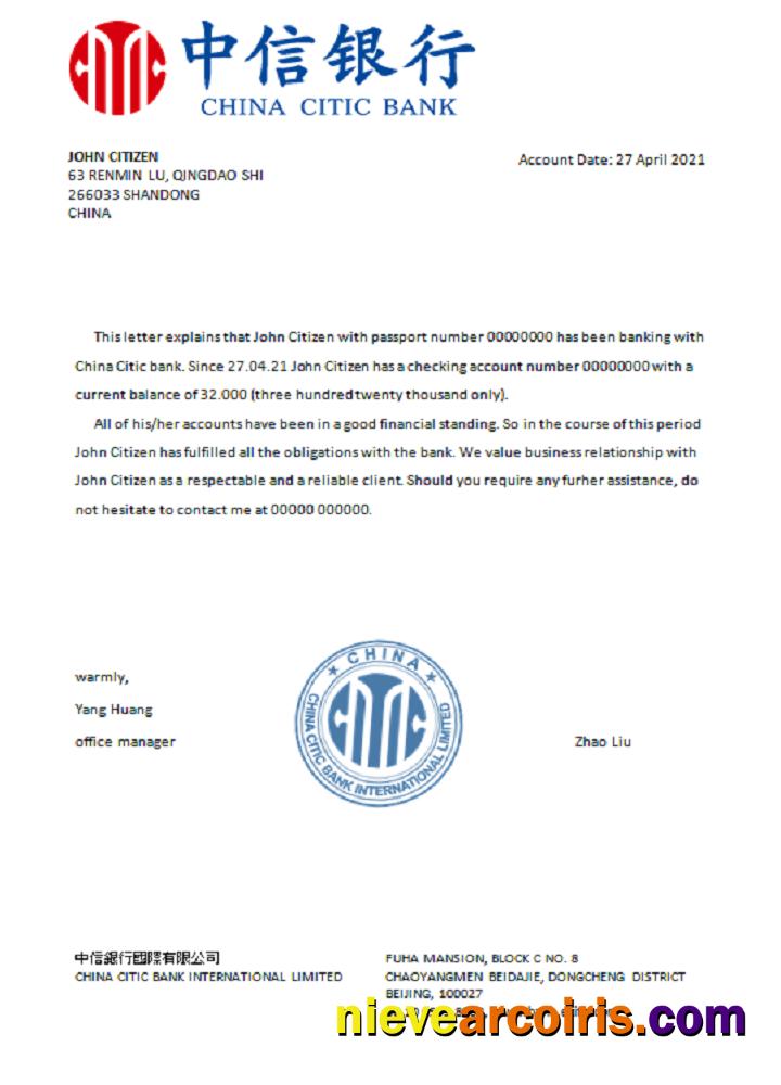 China Citic Bank Corp reference